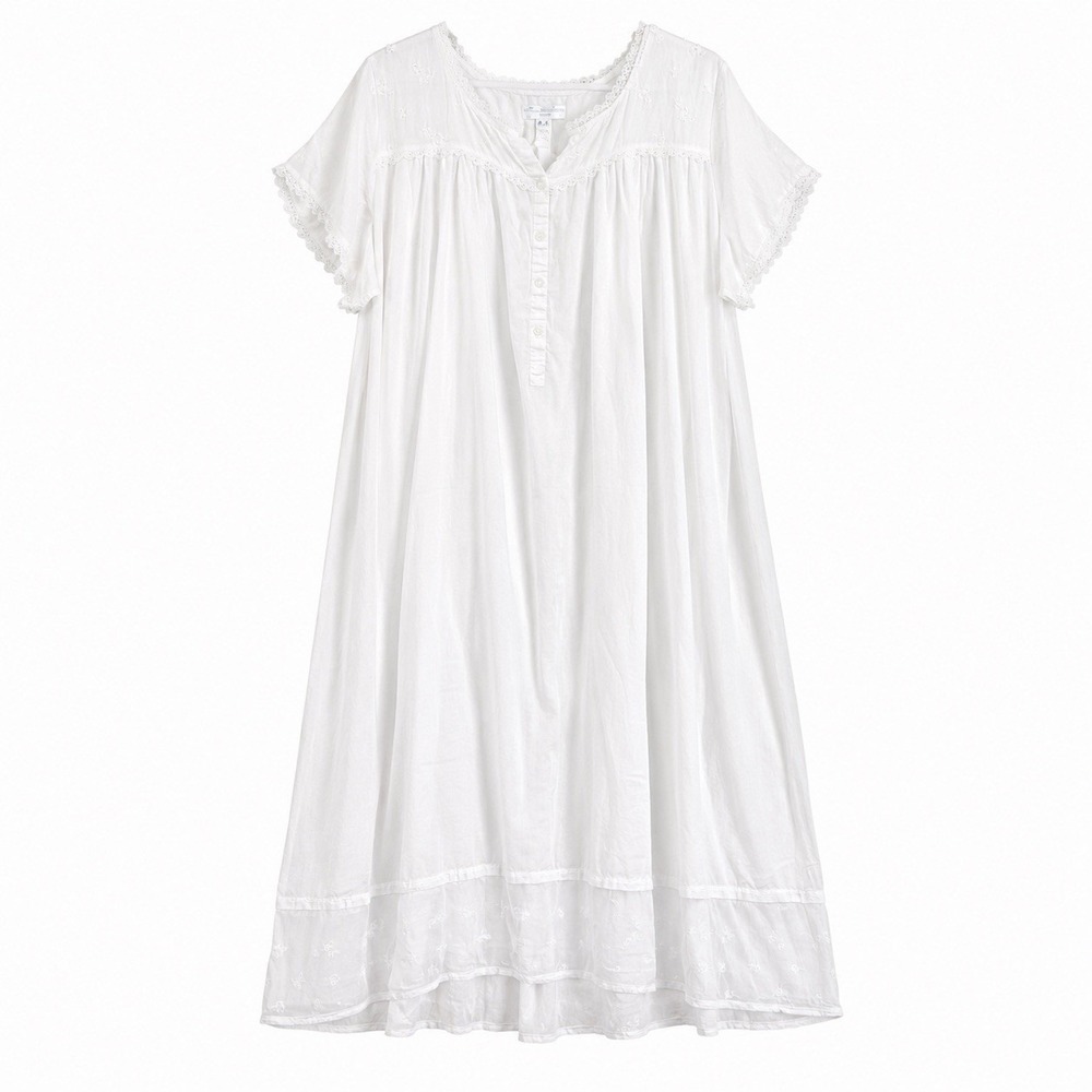 Vintage Erika Taylor Woman Bohemian Romantic Flowy Cotton Sleep Dress 1x